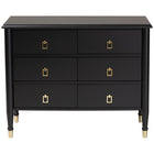 Baxton Studio Tamra Black Wood Chest with Drawers - Bedroom Storage Unit with Metallic Accents, 6-Drawer Modern Transitional Bedroom Storage Solution