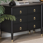 Baxton Studio Tamra Black Wood Chest with Drawers - Bedroom Storage Unit with Metallic Accents, 6-Drawer Modern Transitional Bedroom Storage Solution