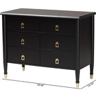 Baxton Studio Tamra Black Wood Chest with Drawers - Bedroom Storage Unit with Metallic Accents, 6-Drawer Modern Transitional Bedroom Storage Solution