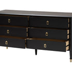 Baxton Studio Tamra Black Wood Dresser with Drawers - Bedroom Storage Unit with Metallic Accents, 6-Drawer Modern Transitional Bedroom Storage Solution