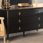 Baxton Studio Tamra Black Wood Dresser with Drawers - Bedroom Storage Unit with Metallic Accents, 6-Drawer Modern Transitional Bedroom Storage Solution