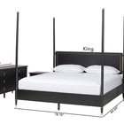 Baxton Studio Tamra Four-Poster Platform Bedroom Set - Black Wood Bed Frame with Matching Dresser and Two Nightstands, Modern Transitional Bedroom Furniture, King