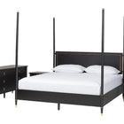 Baxton Studio Tamra Four-Poster Platform Bedroom Set - Black Wood Bed Frame with Matching Dresser and Two Nightstands, Modern Transitional Bedroom Furniture, King