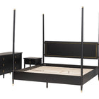 Baxton Studio Tamra Four-Poster Platform Bedroom Set - Black Wood Bed Frame with Matching Dresser and Two Nightstands, Modern Transitional Bedroom Furniture, King