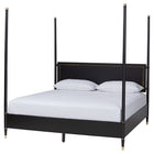 Baxton Studio Tamra Four-Poster Platform Bedroom Set - Black Wood Bed Frame with Matching Dresser and Two Nightstands, Modern Transitional Bedroom Furniture, King