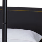 Baxton Studio Tamra Four-Poster Platform Bed - Black Wood Bed Frame with Metallic Trim and Capped Legs, Modern Transitional Bedroom Furniture, King