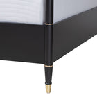 Baxton Studio Tamra Four-Poster Platform Bed - Black Wood Bed Frame with Metallic Trim and Capped Legs, Modern Transitional Bedroom Furniture, King