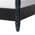 Baxton Studio Martino Four-Poster Platform Bed - Sculpted Post Bed Frame with Panel Headboard, Vintage Spindle Bed, Black, King