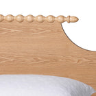 Baxton Studio Caliana Bobbin Four-Poster Platform Bed - Wooden Bed Frame with Turned Spindle Posts and Panel Headboard, Vintage-Inspired Bedroom Furniture, Natural Brown, King