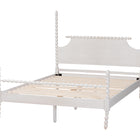 Baxton Studio Caliana Bobbin Four-Poster Platform Bed - Wooden Bed Frame with Turned Spindle Posts and Panel Headboard, Vintage-Inspired Bedroom Furniture, White, King