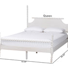 Baxton Studio Caliana Bobbin Four-Poster Platform Bed - Wooden Bed Frame with Turned Spindle Posts and Panel Headboard, Vintage-Inspired Bedroom Furniture, White, Queen