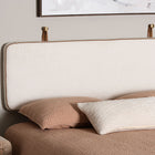 Baxton Studio Belden Boucle Upholstered Wall-Mounted Headboard - Padded Cushion Panel with Faux Leather Piping, Modern Bedroom Accent Piece, Cream, Queen