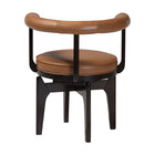 Baxton Studio Delacruz Swivel Dining Chair - Round Open Back Accent Chair with Faux Leather Upholstery, Modern Contemporary Seating for Kitchen or Dining Room