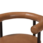 Baxton Studio Delacruz Swivel Dining Chair - Round Open Back Accent Chair with Faux Leather Upholstery, Modern Contemporary Seating for Kitchen or Dining Room