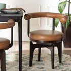 Baxton Studio Delacruz Swivel Dining Chair - Round Open Back Accent Chair with Faux Leather Upholstery, Modern Contemporary Seating for Kitchen or Dining Room