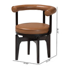 Baxton Studio Delacruz Swivel Dining Chair - Round Open Back Accent Chair with Faux Leather Upholstery, Modern Contemporary Seating for Kitchen or Dining Room