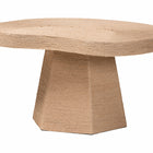 bali & pari Lenka Natural Jute Coffee Table - Textured Handwoven Cocktail Table with Sculptural Base and Irregular Top for Living Room or Lounge