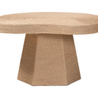 bali & pari Lenka Natural Jute Coffee Table - Textured Handwoven Cocktail Table with Sculptural Base and Irregular Top for Living Room or Lounge