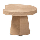 bali & pari Lenka Natural Jute Coffee Table - Textured Handwoven Cocktail Table with Sculptural Base and Irregular Top for Living Room or Lounge