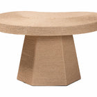 bali & pari Lenka Natural Jute Coffee Table - Textured Handwoven Cocktail Table with Sculptural Base and Irregular Top for Living Room or Lounge