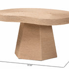 bali & pari Lenka Natural Jute Coffee Table - Textured Handwoven Cocktail Table with Sculptural Base and Irregular Top for Living Room or Lounge