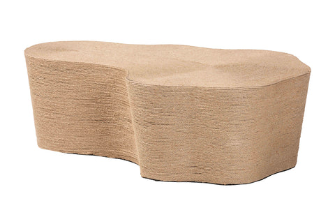 bali & pari Edna Natural Jute Coffee Table - Textured Handwoven Irregular Shape Cocktail Table for Living Room or Lounge