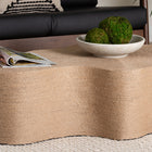 bali & pari Edna Natural Jute Coffee Table - Textured Handwoven Irregular Shape Cocktail Table for Living Room or Lounge