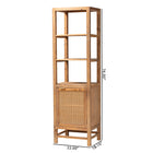 bali & pari Sibu Storage Cabinet with Rattan Door - Tall Accent Display Tower with Open Shelves and Cabinet for Living Room, Bedroom or Office