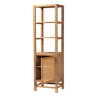 bali & pari Sibu Storage Cabinet with Rattan Door - Tall Accent Display Tower with Open Shelves and Cabinet for Living Room, Bedroom or Office