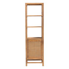 bali & pari Sibu Storage Cabinet with Rattan Door - Tall Accent Display Tower with Open Shelves and Cabinet for Living Room, Bedroom or Office