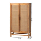 bali & pari Sibu Storage Cabinet with Rattan Doors - Tall Accent Cabinet with Double Doors and Four Interior Shelves for Living Room, Bedroom or Office