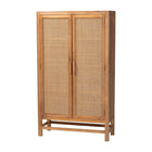 bali & pari Sibu Storage Cabinet with Rattan Doors - Tall Accent Cabinet with Double Doors and Four Interior Shelves for Living Room, Bedroom or Office