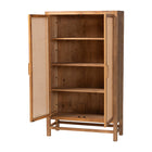 bali & pari Sibu Storage Cabinet with Rattan Doors - Tall Accent Cabinet with Double Doors and Four Interior Shelves for Living Room, Bedroom or Office
