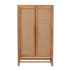 bali & pari Sibu Storage Cabinet with Rattan Doors - Tall Accent Cabinet with Double Doors and Four Interior Shelves for Living Room, Bedroom or Office