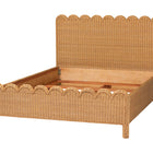 bali & pari Maritza Scalloped Natural Rattan Bed Frame - Handwoven Wicker Headboard and Footboard with Decorative Edge Detail, Boho Coastal Style for Bedroom, Queen