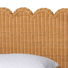 bali & pari Maritza Scalloped Natural Rattan Bed Frame - Handwoven Wicker Headboard and Footboard with Decorative Edge Detail, Boho Coastal Style for Bedroom, Queen