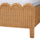 bali & pari Maritza Scalloped Natural Rattan Bed Frame - Handwoven Wicker Headboard and Footboard with Decorative Edge Detail, Boho Coastal Style for Bedroom, Queen