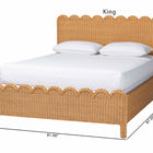 bali & pari Maritza Scalloped Natural Rattan Bed Frame - Handwoven Wicker Headboard and Footboard with Decorative Edge Detail, Boho Coastal Style for Bedroom, Queen