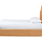 bali & pari Melanie Natural Rattan Bed - Coastal Boho Bed Frame with Scalloped Headboard, King