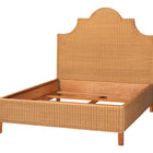 bali & pari Melanie Natural Rattan Bed - Coastal Boho Bed Frame with Scalloped Headboard, King