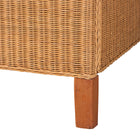 bali & pari Melanie Natural Rattan Bed - Coastal Boho Bed Frame with Scalloped Headboard, King
