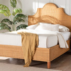 bali & pari Melanie Natural Rattan Bed - Coastal Boho Bed Frame with Scalloped Headboard, King