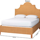 bali & pari Melanie Natural Rattan Bed - Coastal Boho Bed Frame with Scalloped Headboard, King