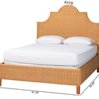 bali & pari Melanie Natural Rattan Bed - Coastal Boho Bed Frame with Scalloped Headboard, Queen