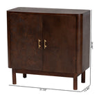bali & pari Latika Real Burl Wood Storage Cabinet in Dark Walnut Brown - Modern Accent Cupboard with Double Doors and Brass Handles, Elegant Sideboard for Entryway, Living Room, or Dining Area