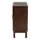 bali & pari Latika Real Burl Wood Storage Cabinet in Dark Walnut Brown - Modern Accent Cupboard with Double Doors and Brass Handles, Elegant Sideboard for Entryway, Living Room, or Dining Area