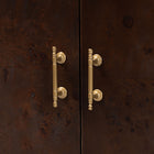 bali & pari Latika Real Burl Wood Storage Cabinet in Dark Walnut Brown - Modern Accent Cupboard with Double Doors and Brass Handles, Elegant Sideboard for Entryway, Living Room, or Dining Area