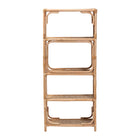 bali & pari Baara Natural Rattan 4-Tier Display Shelf - Handcrafted Bookcase with Openwork Side Panels, Boho Coastal Design for Living Room or Bedroom