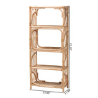 bali & pari Baara Natural Rattan 4-Tier Display Shelf - Handcrafted Bookcase with Openwork Side Panels, Boho Coastal Design for Living Room or Bedroom