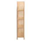 bali & pari Natania Natural Rattan 4-Tier Display Shelf - Handwoven Arched Bookcase with Webbed Side Panels, Boho Coastal Design for Living Room, Entryway, or Bedroom